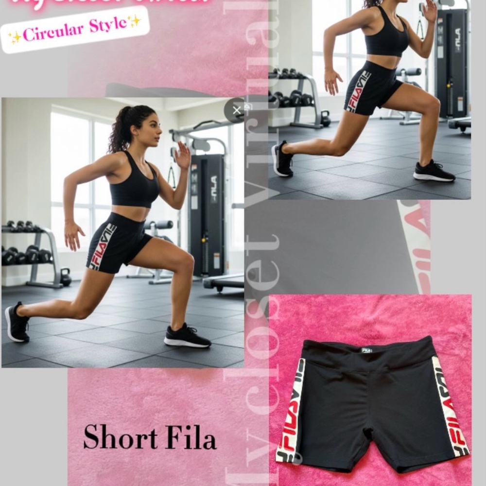 Fila Black Women’s Bike Shorts with Red & White Side Logo